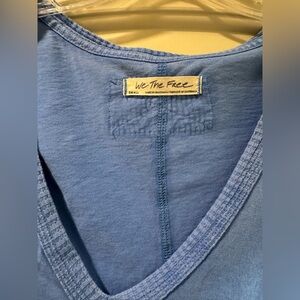 We The Free Sky Blue V-Neck Tee free people  small